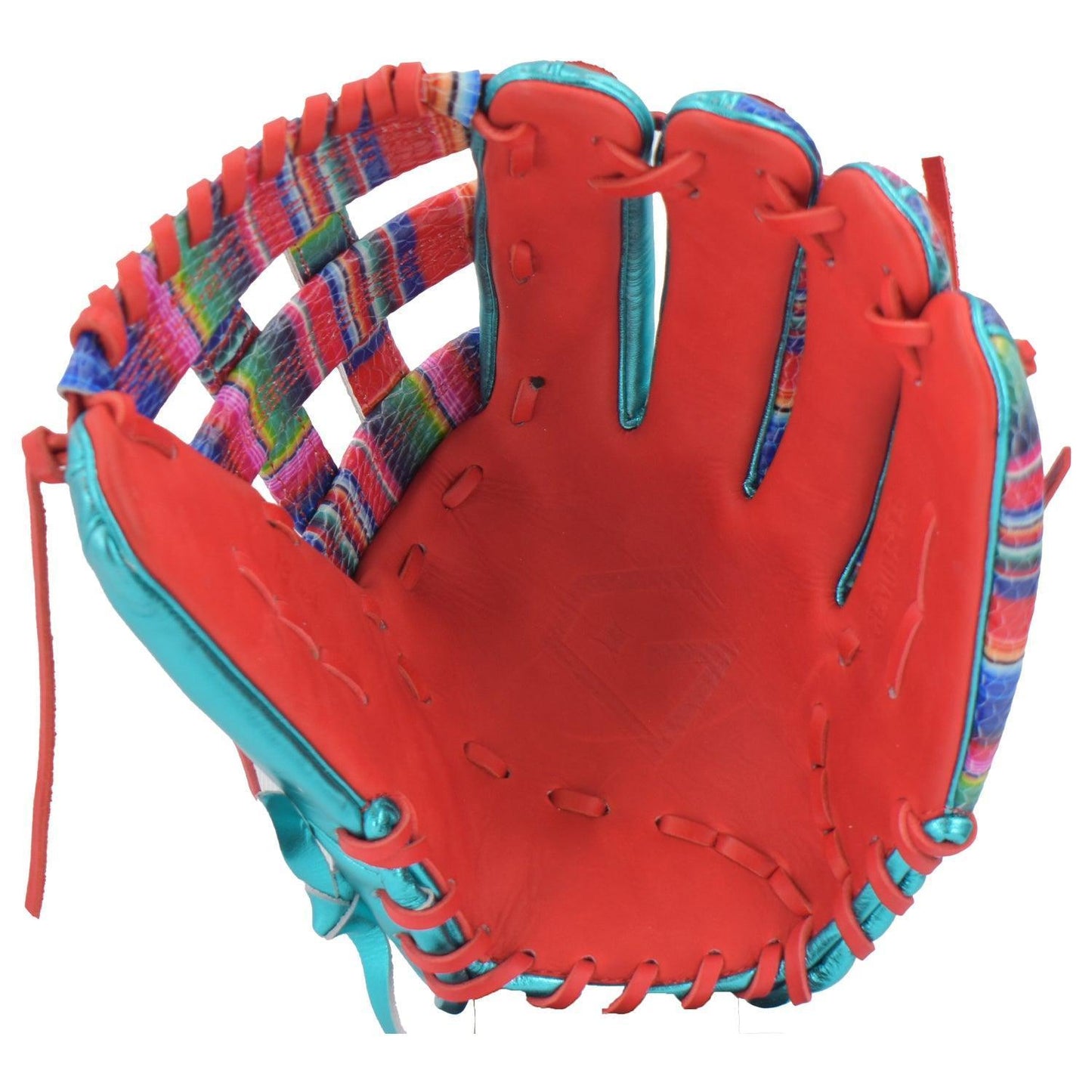 Gem Gloves Softball Fielding Glove - GEM015 (Metallic Aqua/Red) - Smash It Sports