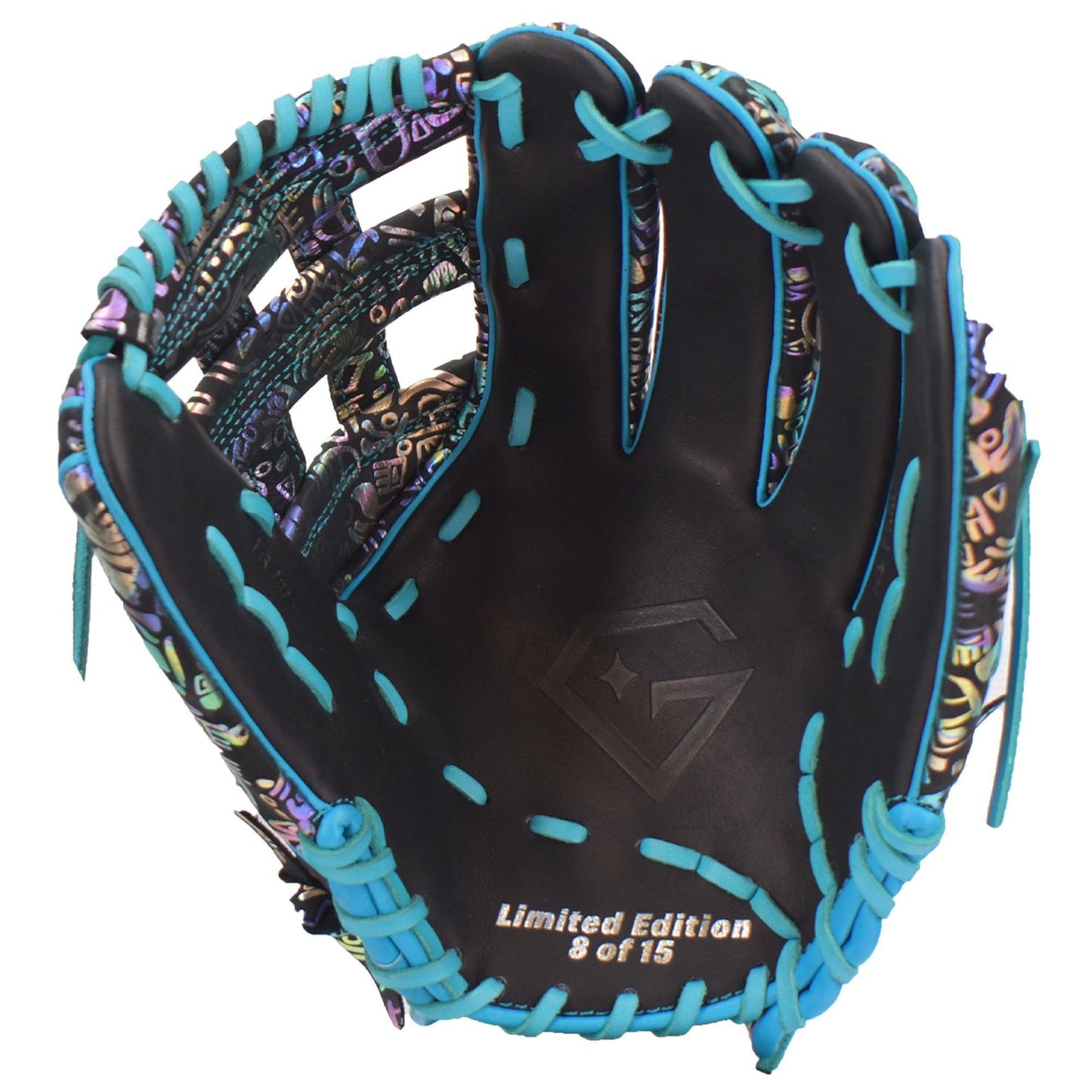 Gem Gloves Softball Fielding Glove - GEM035 Holographic Aztec – Product View | Smash It Sports | leather, kip, pro