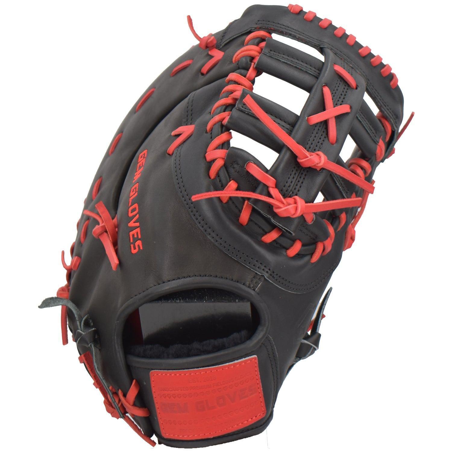 Gem Gloves Softball First Base Mitt/Glove - GEM018 (Black/Red) - Smash It Sports