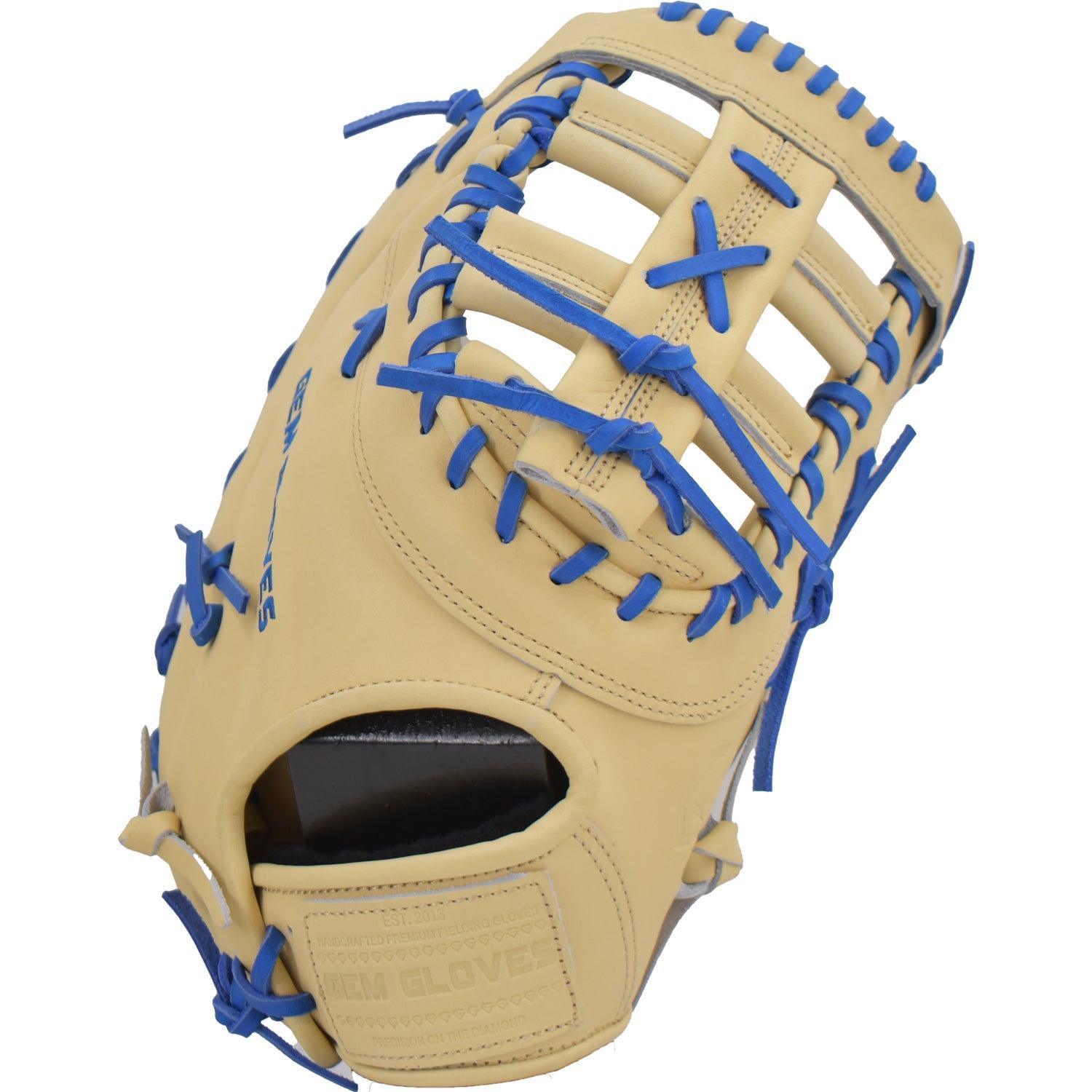 Gem Gloves Softball First Base Mitt/Glove - GEM020 (Tan/Royal) - Smash It Sports