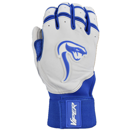 Viper Grindstone Long Cuff Batting Glove - White/Royal Blue