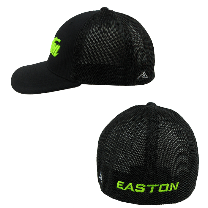 Easton Hat by Pacific (404M) All Black/Volt Script