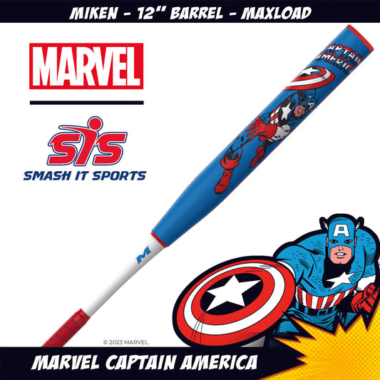 2023 Miken Marvel Captain America 12" 2PC Maxload USSSA Slowpitch Softball Bat - MSU3CAL