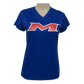 Miken Tonal Blend Ladies V-Neck Tee - Badger (Royal Blue - White/Red)