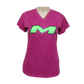 Miken Tonal Blend Ladies V-Neck Tee - Badger (Hot Pink - Black/Green)