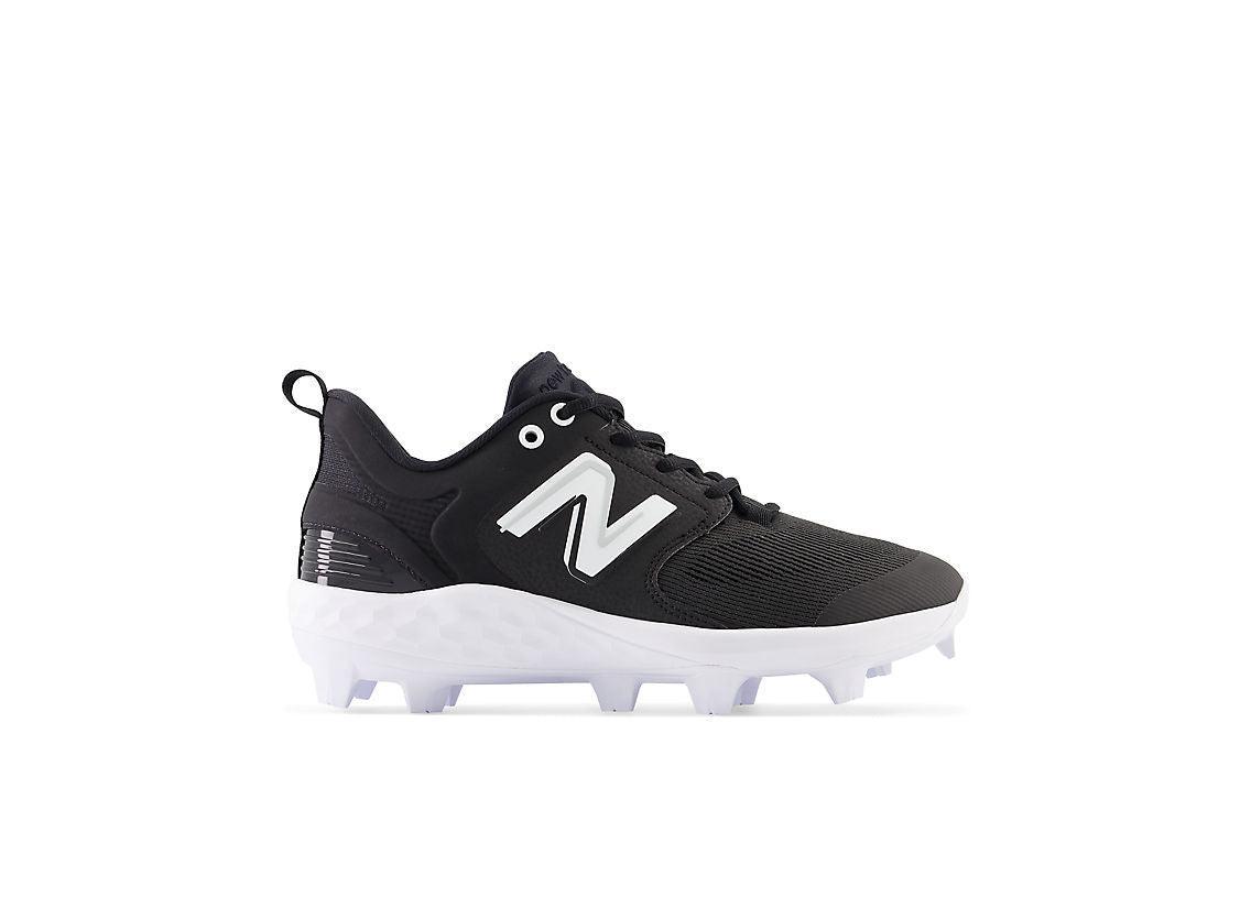 New Balance Men's Fresh Foam 3000 V6 Molded Baseball Cleats - Black with White - PL3000K6 – Primary View | Smash It Sports