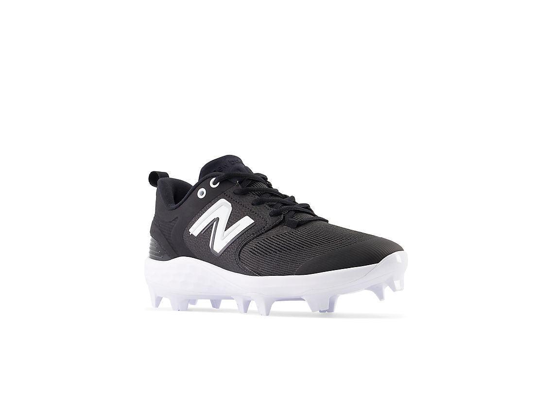 New Balance Men's Fresh Foam 3000 V6 Molded Baseball Cleats - Black with White - PL3000K6 – Third View | Smash It Sports