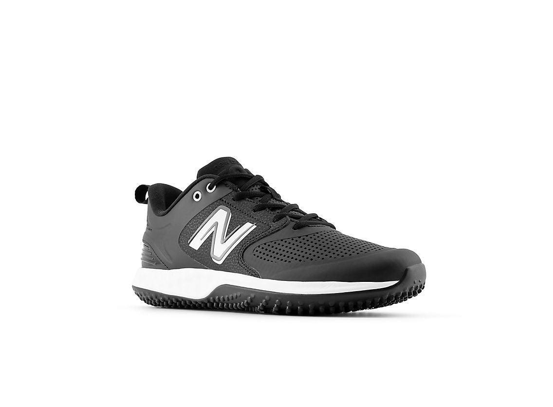 New Balance Men's Fresh Foam 3000 V6 Turf Baseball Shoes - Black with White - T3000SK6 – Third View | Smash It Sports