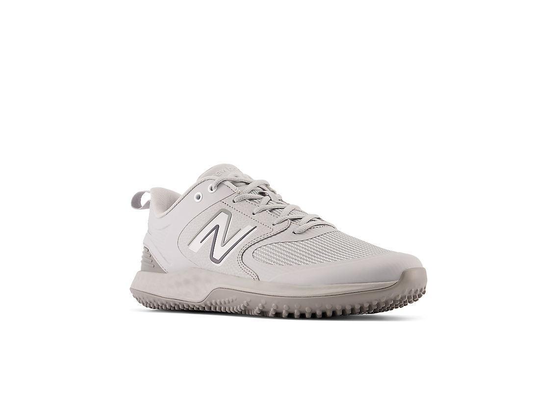 New Balance Men's Fresh Foam 3000 V6 Turf Baseball Shoes - Grey with White - T3000TG6 – Third View | Smash It Sports