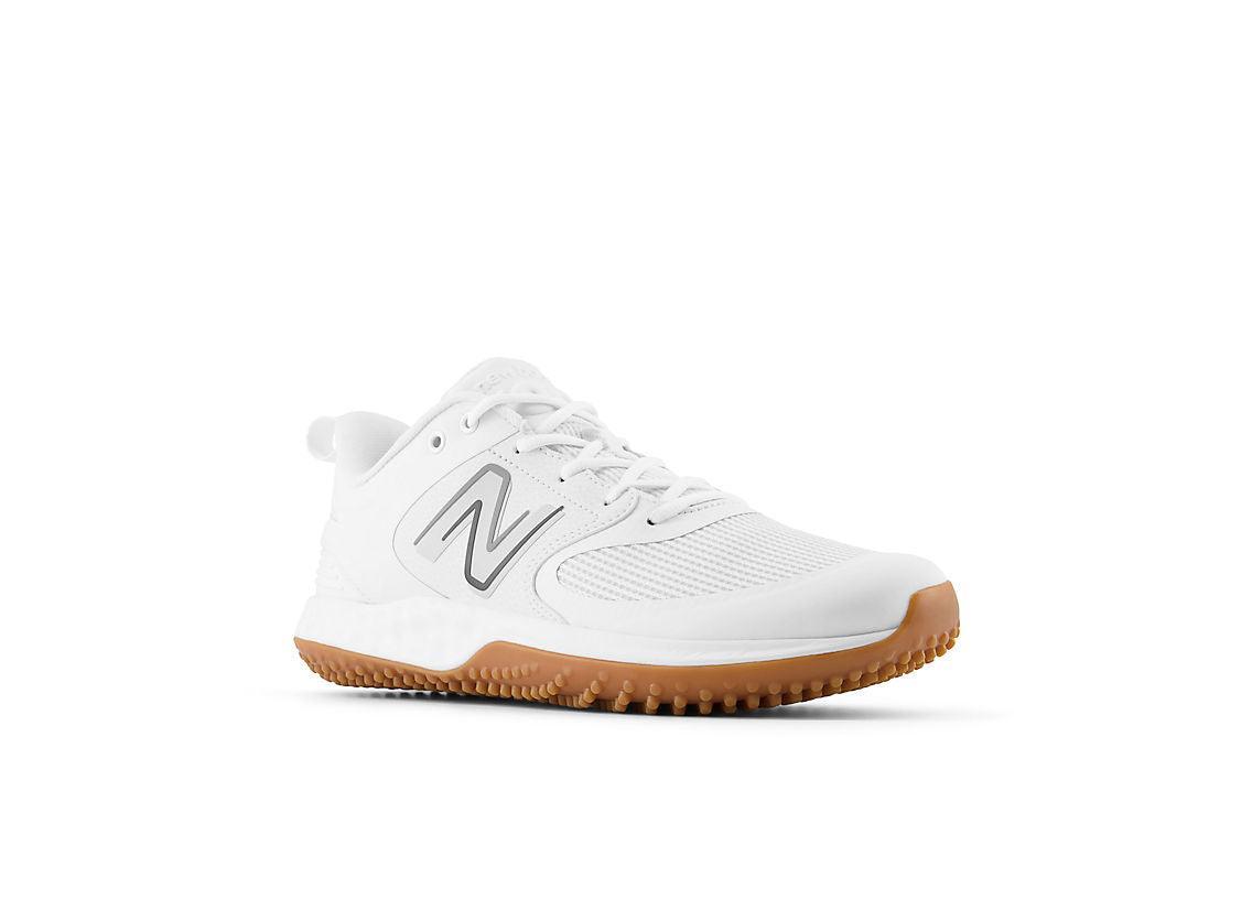 New Balance Men's Fresh Foam 3000 V6 Turf Baseball Shoes - White with Gum Rubber - T3000TW6 – Third View | Smash It Sports