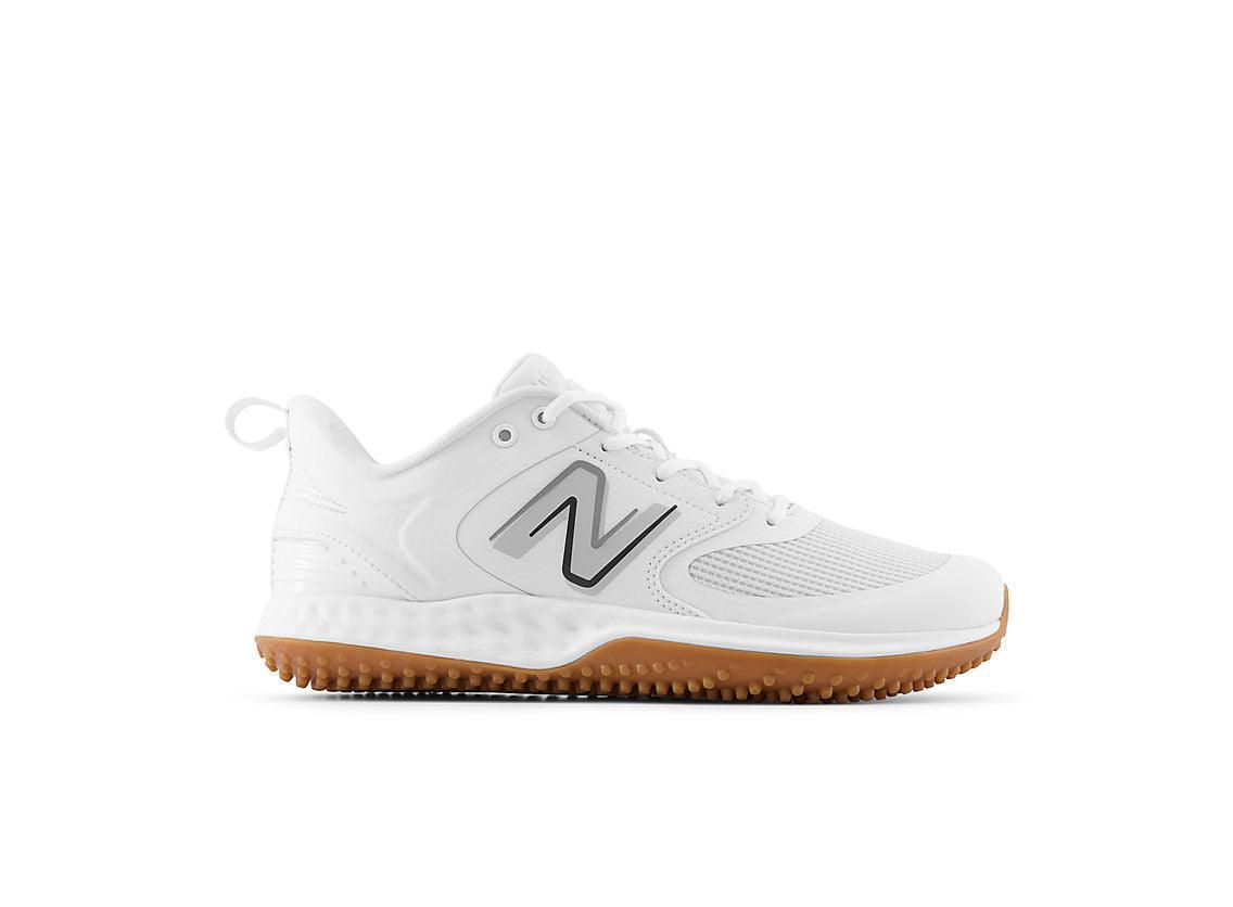New Balance Men's Fresh Foam 3000 V6 Turf Baseball Shoes - White with Gum Rubber - T3000TW6 – Primary View | Smash It Sports