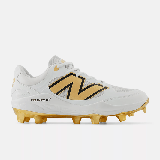 New Balance Men's Fresh Foam 3000 v7 Molded Baseball Cleats - White/Gold - PL3000L7 - Smash It Sports
