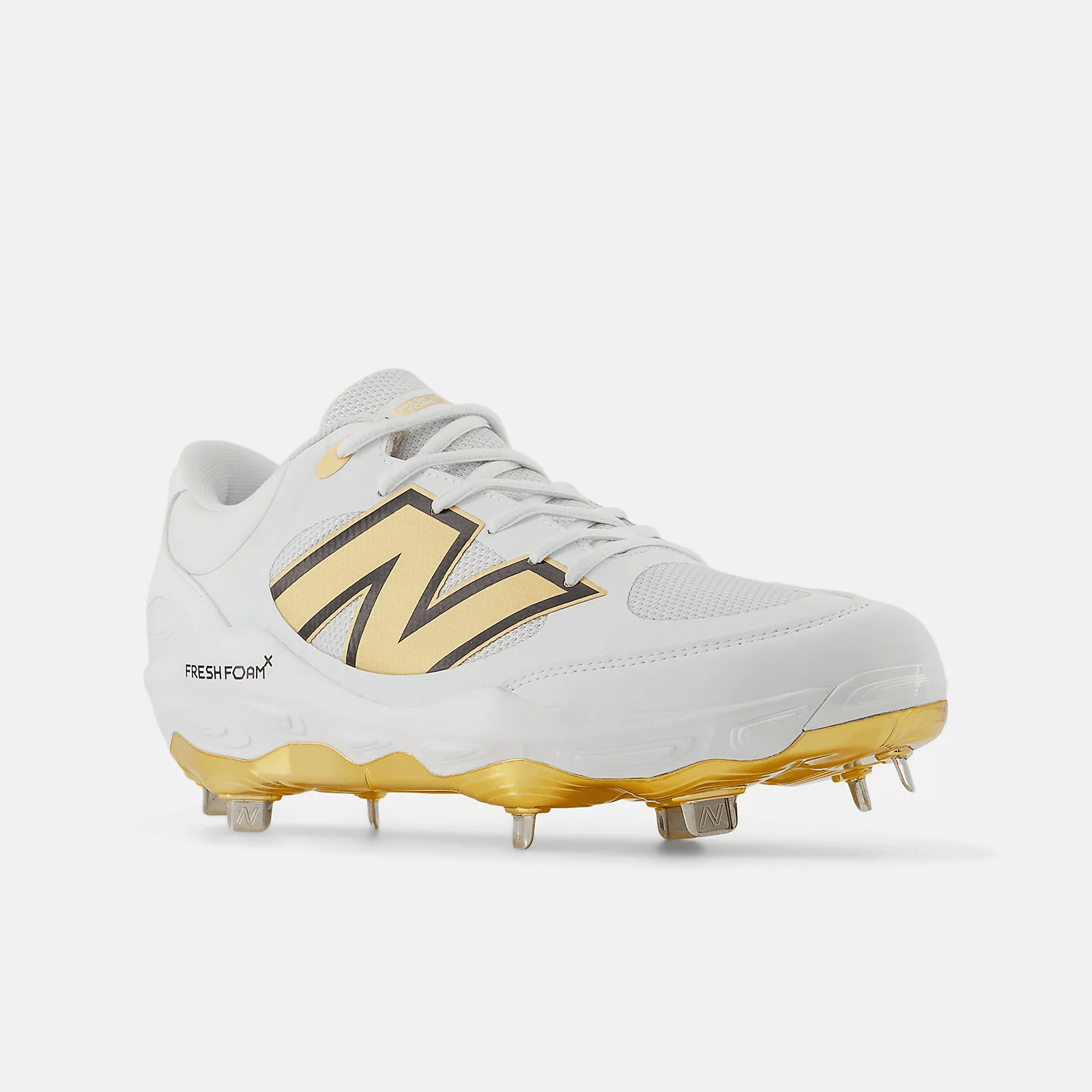 New Balance Men's Fresh Foam X 3000 v7 Metal Baseball Cleats - White/Gold - L3000GS7 - Smash It Sports