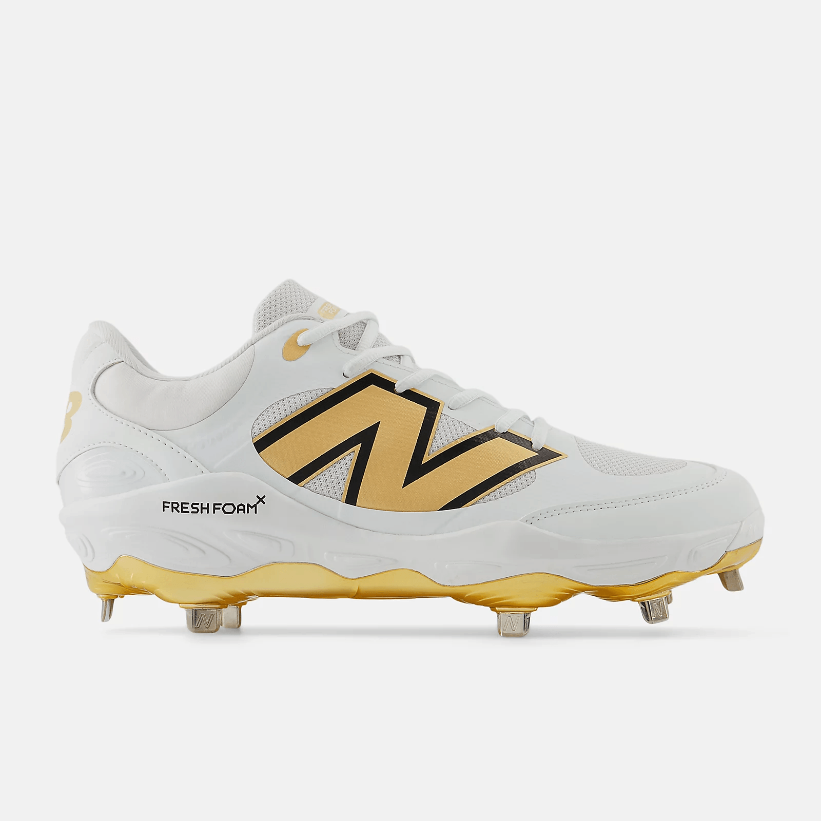 New Balance Men's Fresh Foam X 3000 v7 Metal Baseball Cleats - White/Gold - L3000GS7 - Smash It Sports