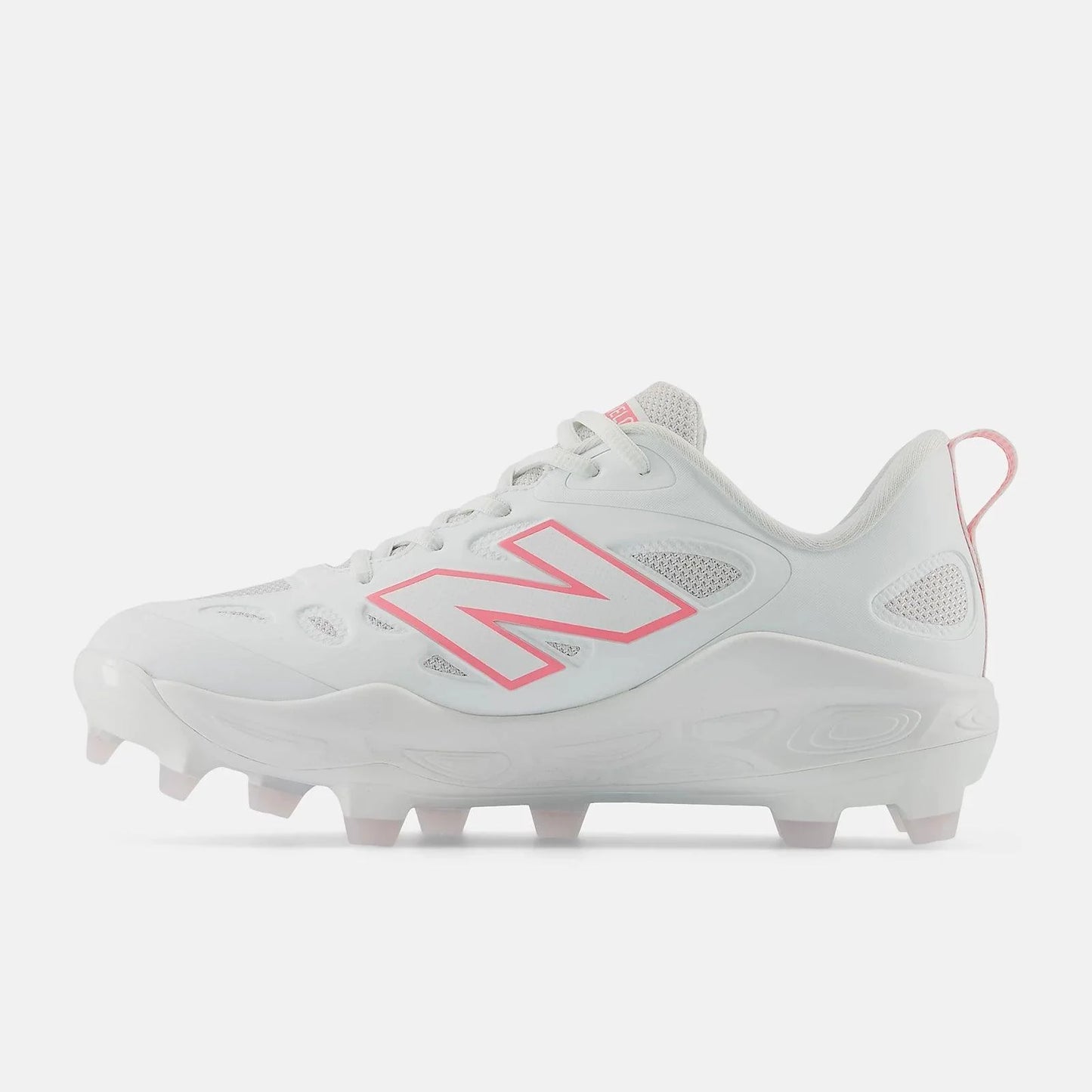 New Balance Women's Fresh Foam X Velo v4 Molded Softball Cleats - White with Ultra Pink SPVELOM4 - Smash It Sports