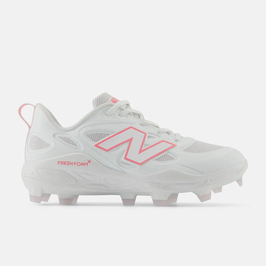 New Balance Women's Fresh Foam X Velo v4 Molded Softball Cleats - White with Ultra Pink SPVELOM4 - Smash It Sports