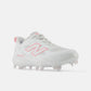 New Balance Women's Fresh Foam X Velo v4 Molded Softball Cleats - White with Ultra Pink SPVELOM4 - Smash It Sports