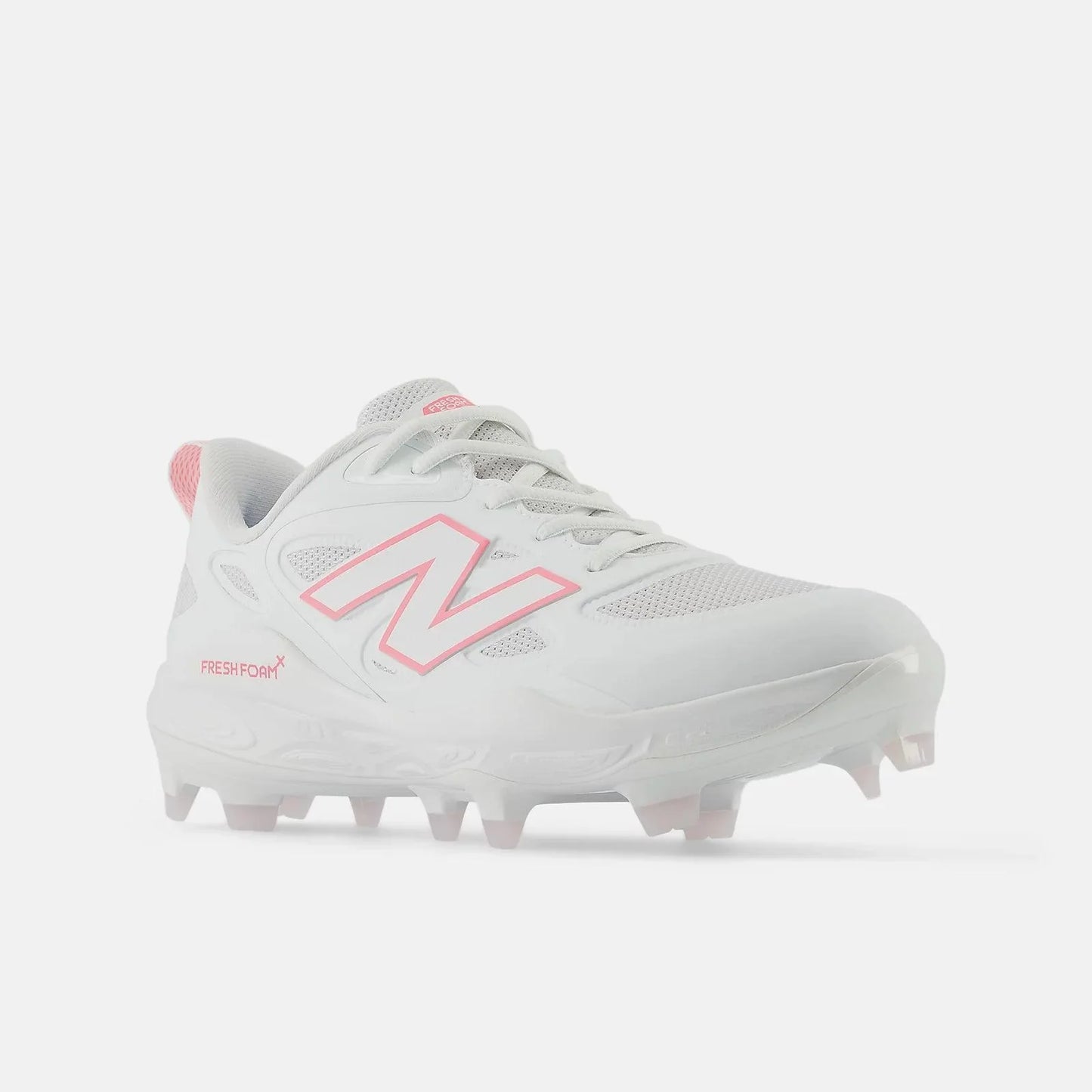 New Balance Women's Fresh Foam X Velo v4 Molded Softball Cleats - White with Ultra Pink SPVELOM4 - Smash It Sports
