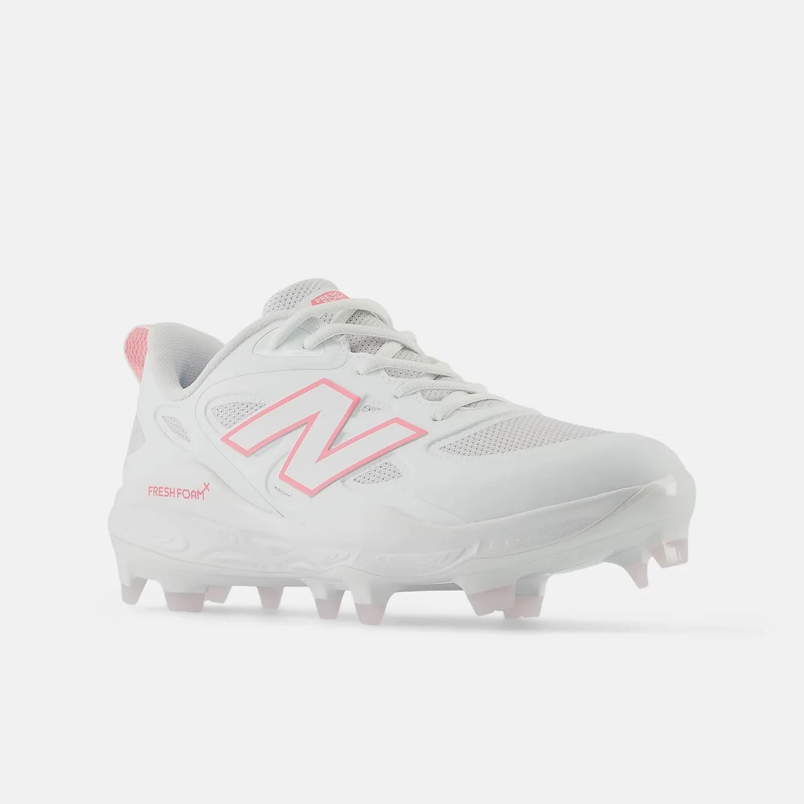 New Balance Women's Fresh Foam X Velo v4 Molded Softball Cleats - White with Ultra Pink SPVELOM4 - Smash It Sports