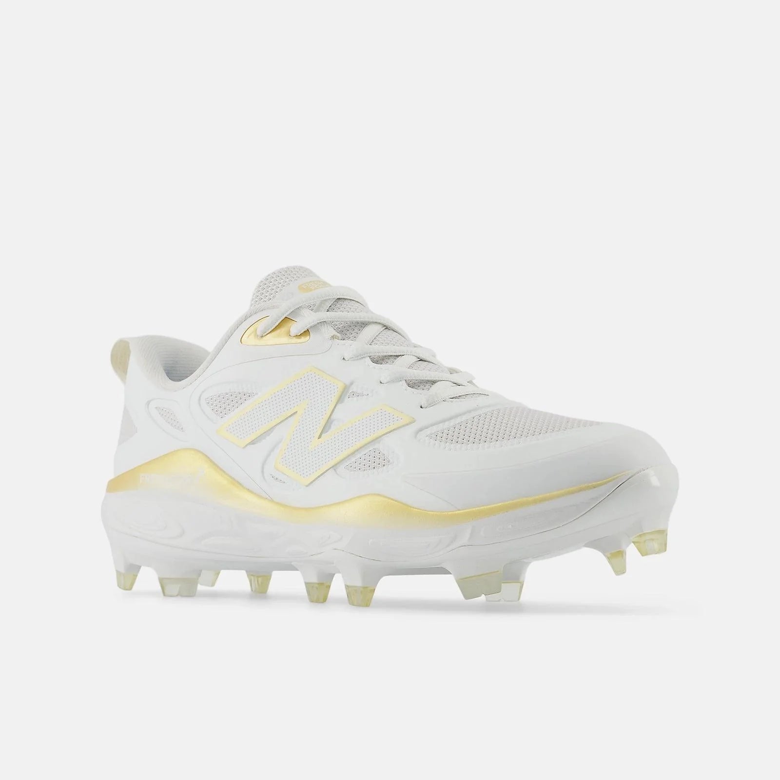 New Balance Women's Fresh Foam X Velo v4 Molded Softball Cleats - White/Gold SPVELOC4 - Smash It Sports