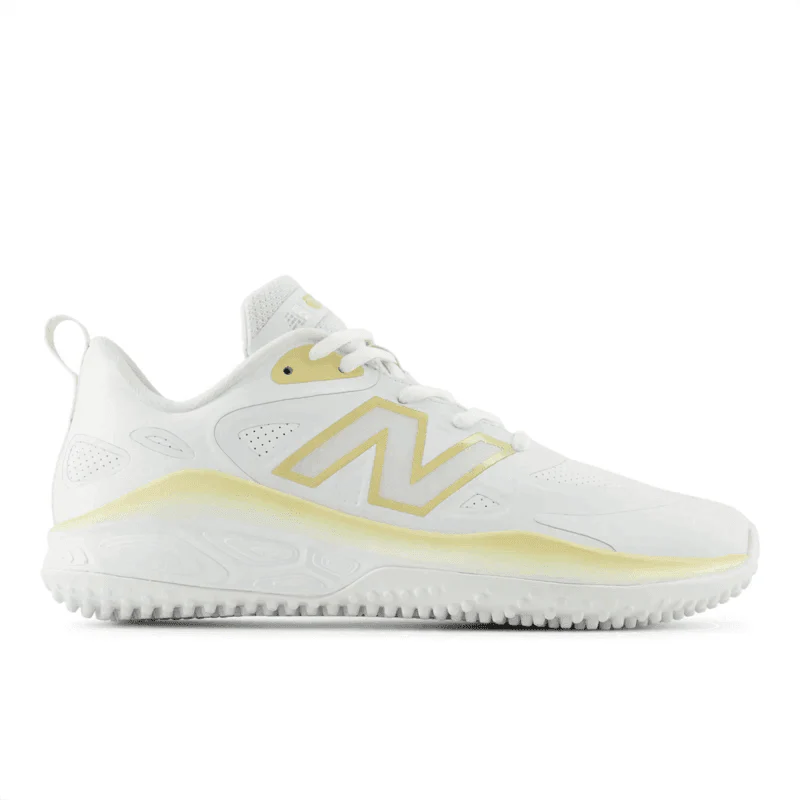 New Balance Women's Fresh Foam x Velo v4 Turf-Trainer Softball Shoes - White/Gold STVELOC4 - Smash It Sports
