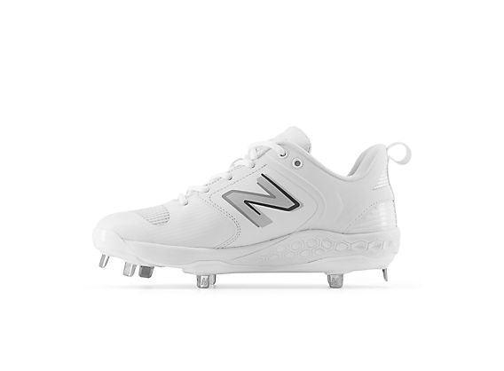 New Balance Women's VELO v3 Metal Fastpitch Softball Cleats - White with Rain Cloud - SMVELOW3 – Second View | Smash It Sport