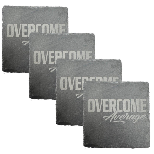 Overcome Average Slate Coasters (4-Pack) - Smash It Sports