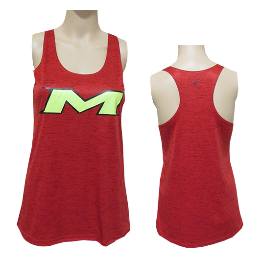 Miken Tonal Blend Racerback Tank - Badger (Red - Black/Yellow)