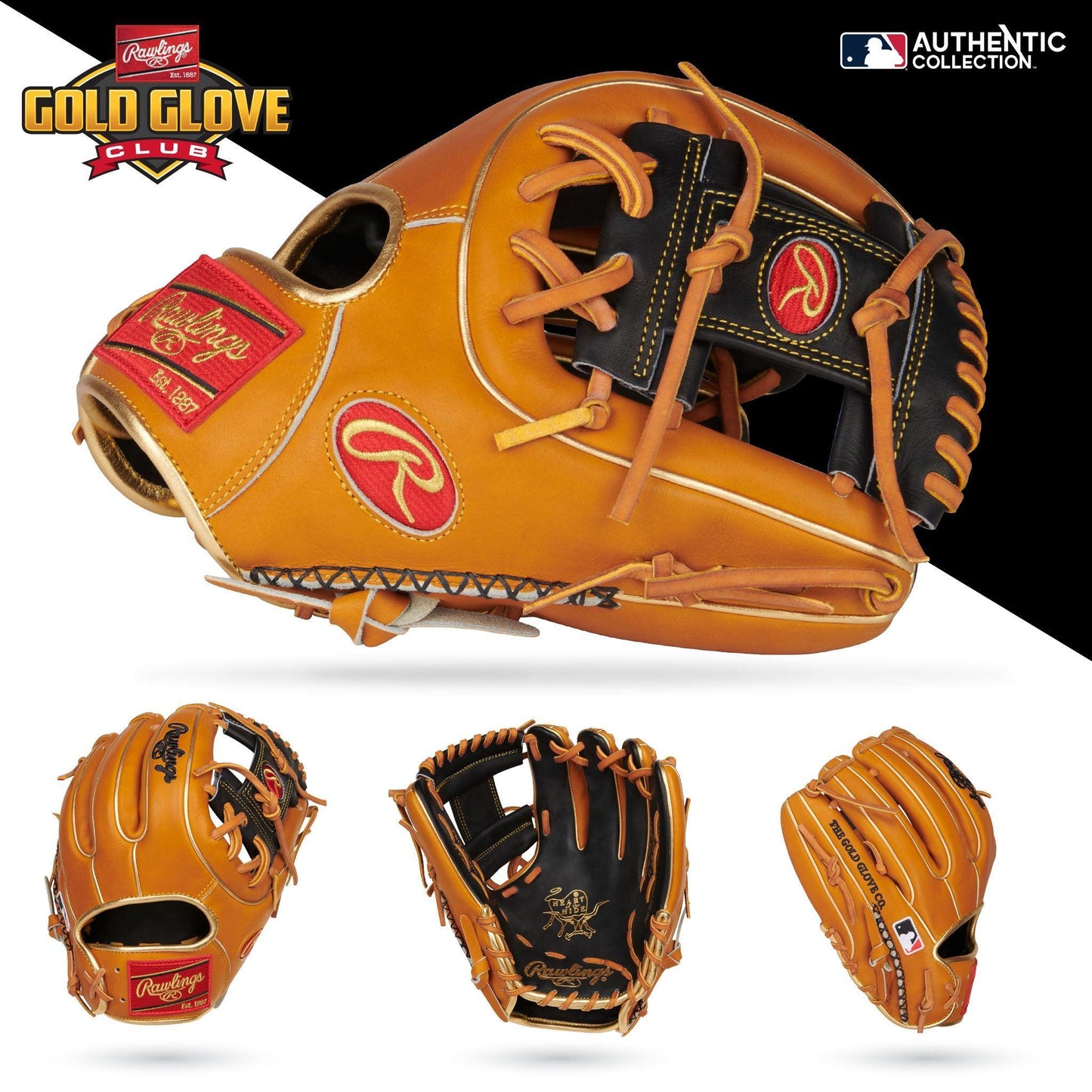 Rawlings Heart of The Hide 11.5" Gold Glove Club  PRO314-2BT – Primary View | Smash It Sports