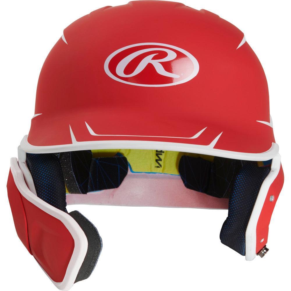 Rawlings Mach Two-Tone Matte Batting Helmet with EXT FLAP-MACHEXTL-LEFT HANDED BATTER – Fourth View | Smash It Sports