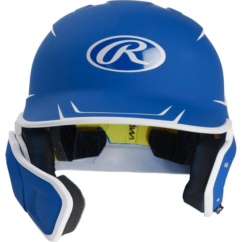Rawlings Mach Two-Tone Matte Batting Helmet with EXT FLAP-MACHEXTL-LEFT HANDED BATTER – Sixth View | Smash It Sports