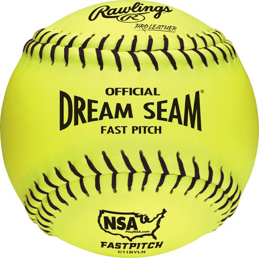 Rawlings NSA 11" Official Dream Seam Fastpitch Softballs C11BYLN – Specs Overview | Smash It Sports | leather, core, seam