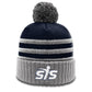 Smash It Sports Beanie #134 with Pom (Navy/Grey/White) - Smash It Sports