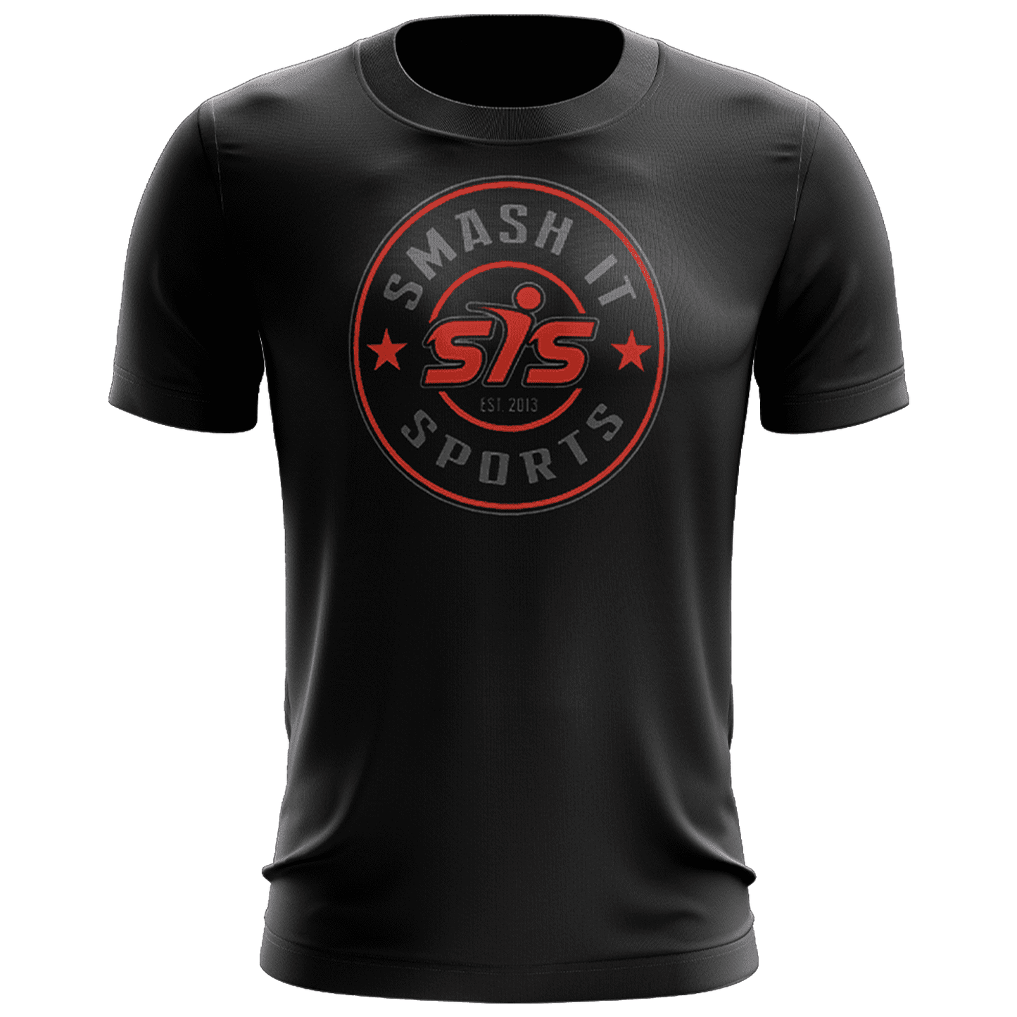 Smash It Sports EVO-Tech Short Sleeve Shirt - Black Red/Charcoal Circle Logo – Specs Overview | Smash It Sports