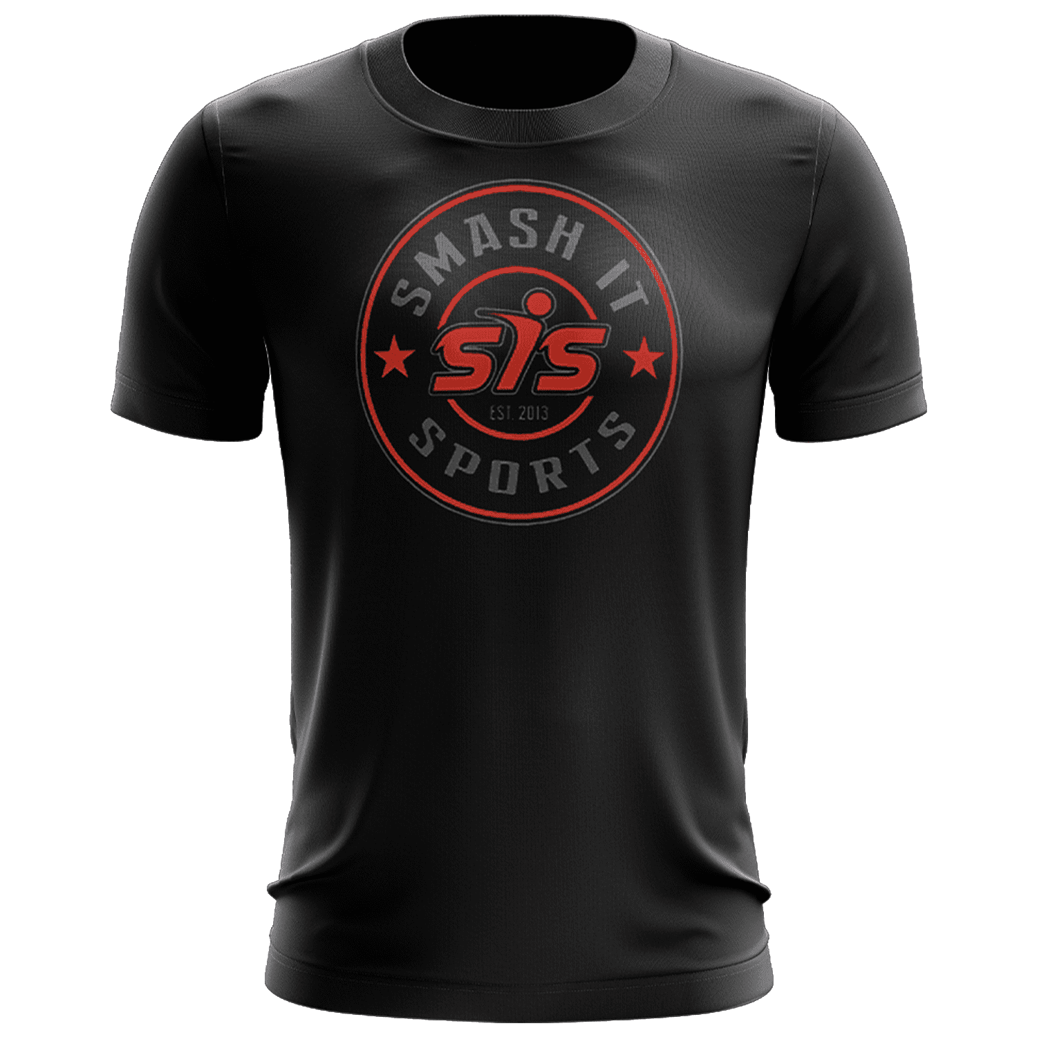 Smash It Sports EVO-Tech Short Sleeve Shirt - Black Red/Charcoal Circle Logo – Specs Overview | Smash It Sports