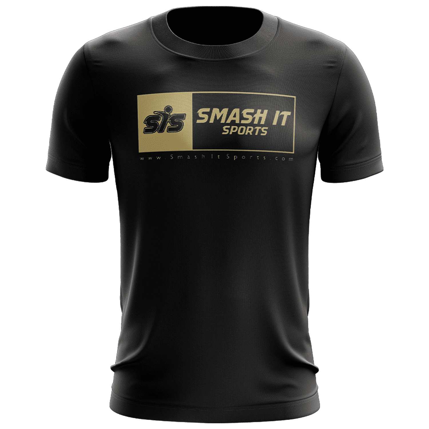 Smash It Sports EVO-Tech Short Sleeve Shirt - Black/Vegas Gold Boxed Logo – Specs Overview | Smash It Sports