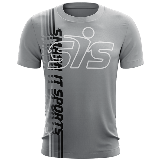 Smash It Sports EVO-Tech Short Sleeve Shirt - Gray Fade Repeat Logo – Specs Overview | Smash It Sports | Your, EVO-Tech, Made