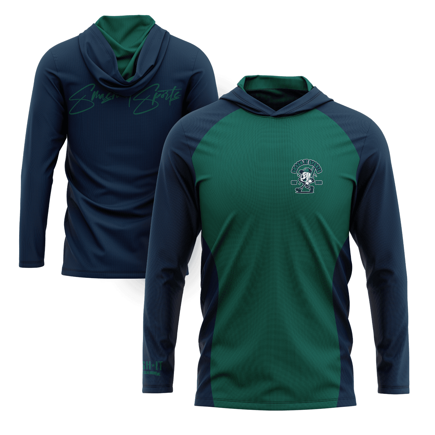 Smash It Sports Hooded Long Sleeve Tee - Teal/Navy - Smash It Sports