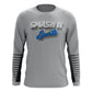 Smash It Sports Long Sleeve Shirt (Charcoal/Blue Gradient Lines) – Primary View | Smash It Sports