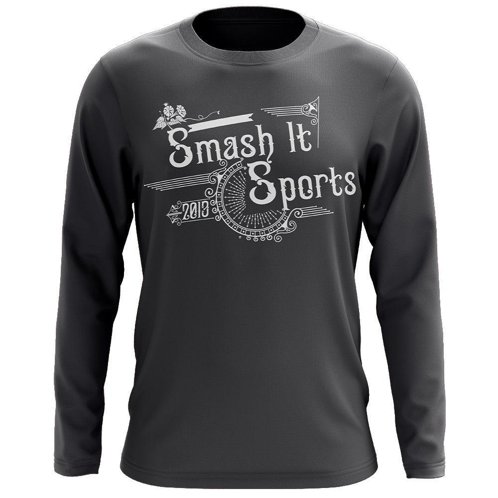 Smash It Sports Long Sleeve Shirt - Old Fashion (Charcoal/White) – Primary View | Smash It Sports | Playing, Sweat, Comfort