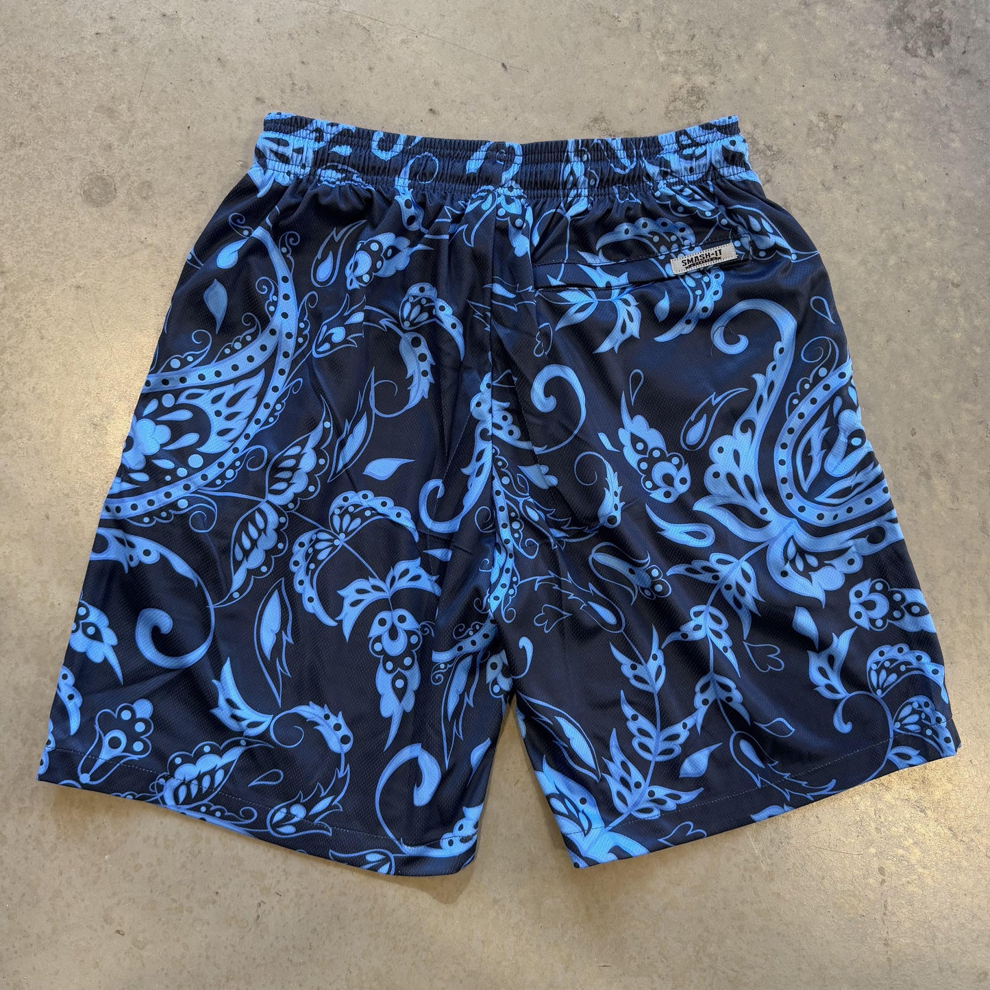 Smash It Sports Mesh Shorts - Paisley Navy/Carolina - Smash It Sports
