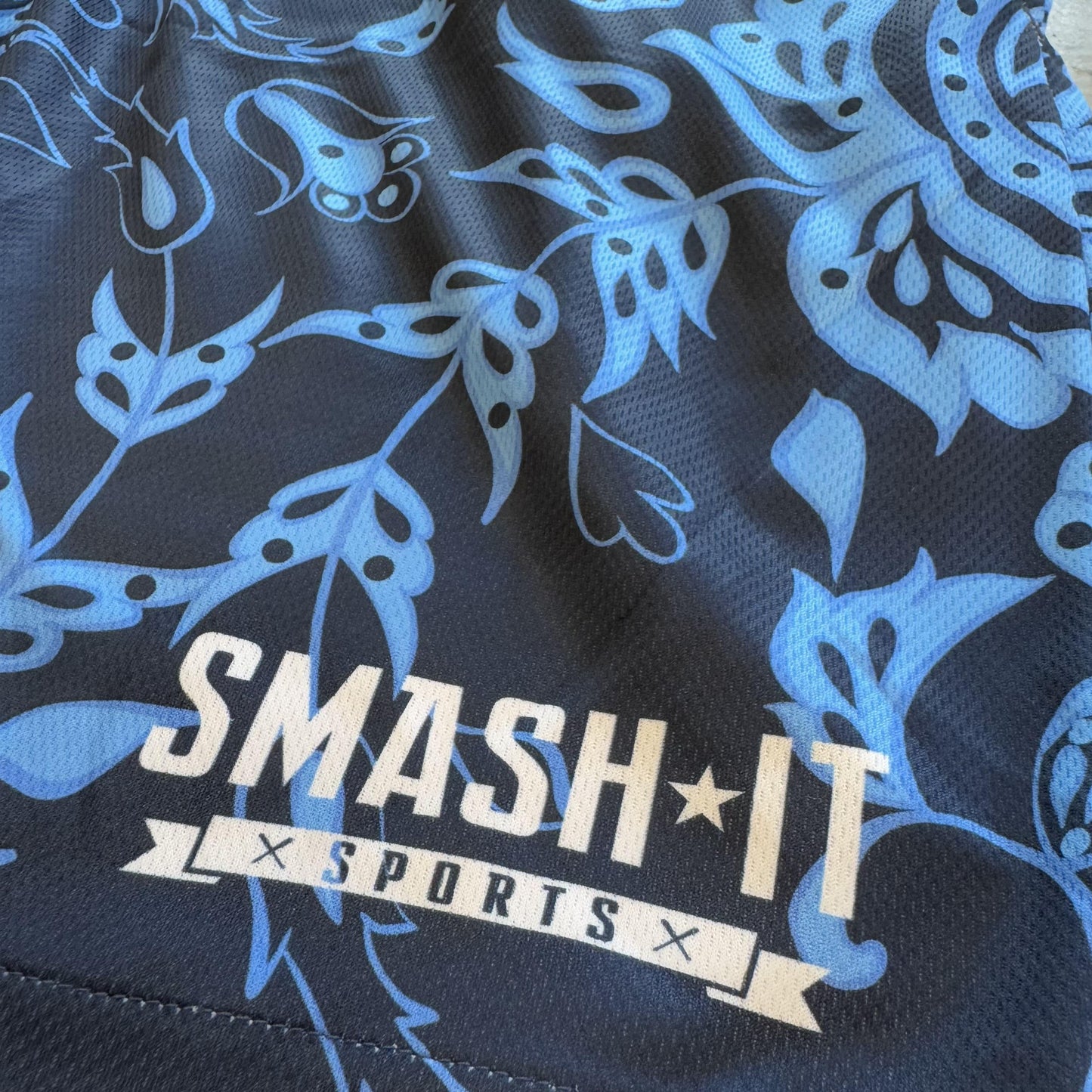 Smash It Sports Mesh Shorts - Paisley Navy/Carolina - Smash It Sports