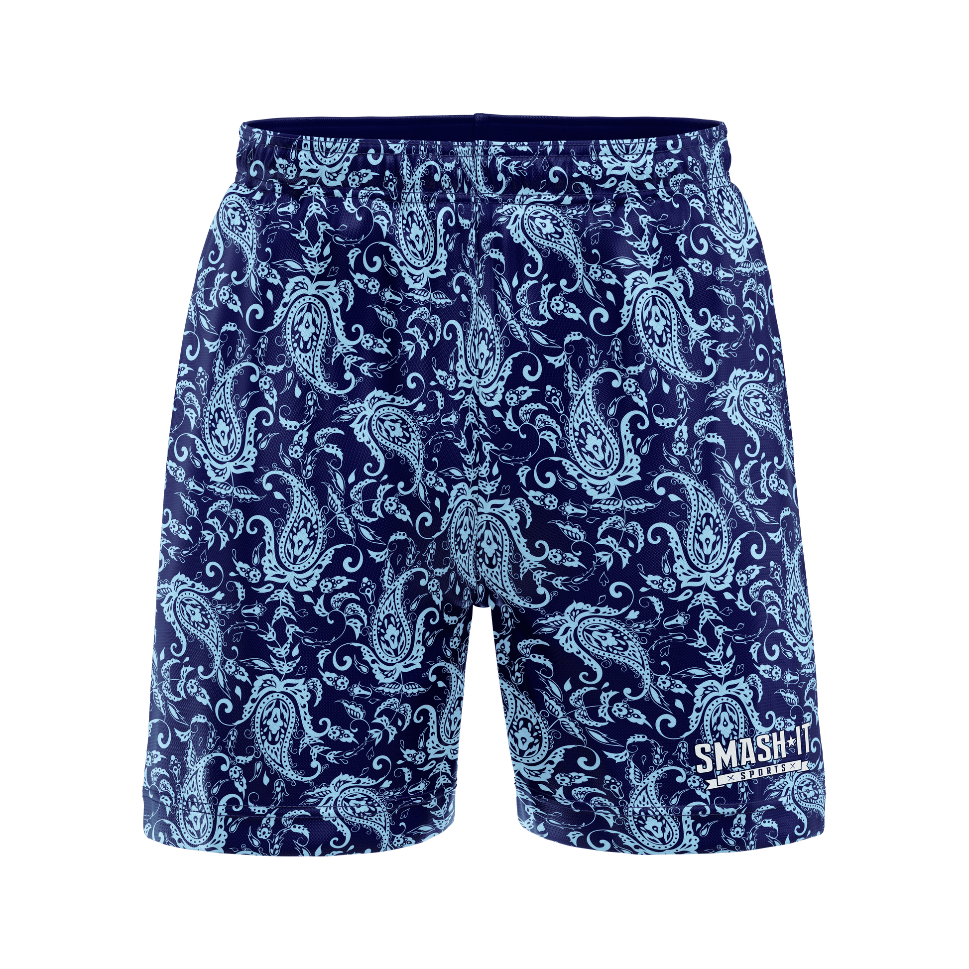 Smash It Sports Mesh Shorts - Paisley Navy/Carolina - Smash It Sports