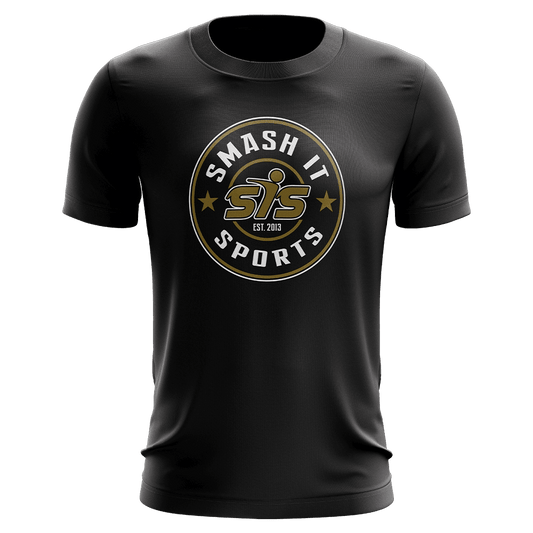 Smash It Sports Short Sleeve Shirt - Emblem (Black/Vegas Gold) – Specs Overview | Smash It Sports