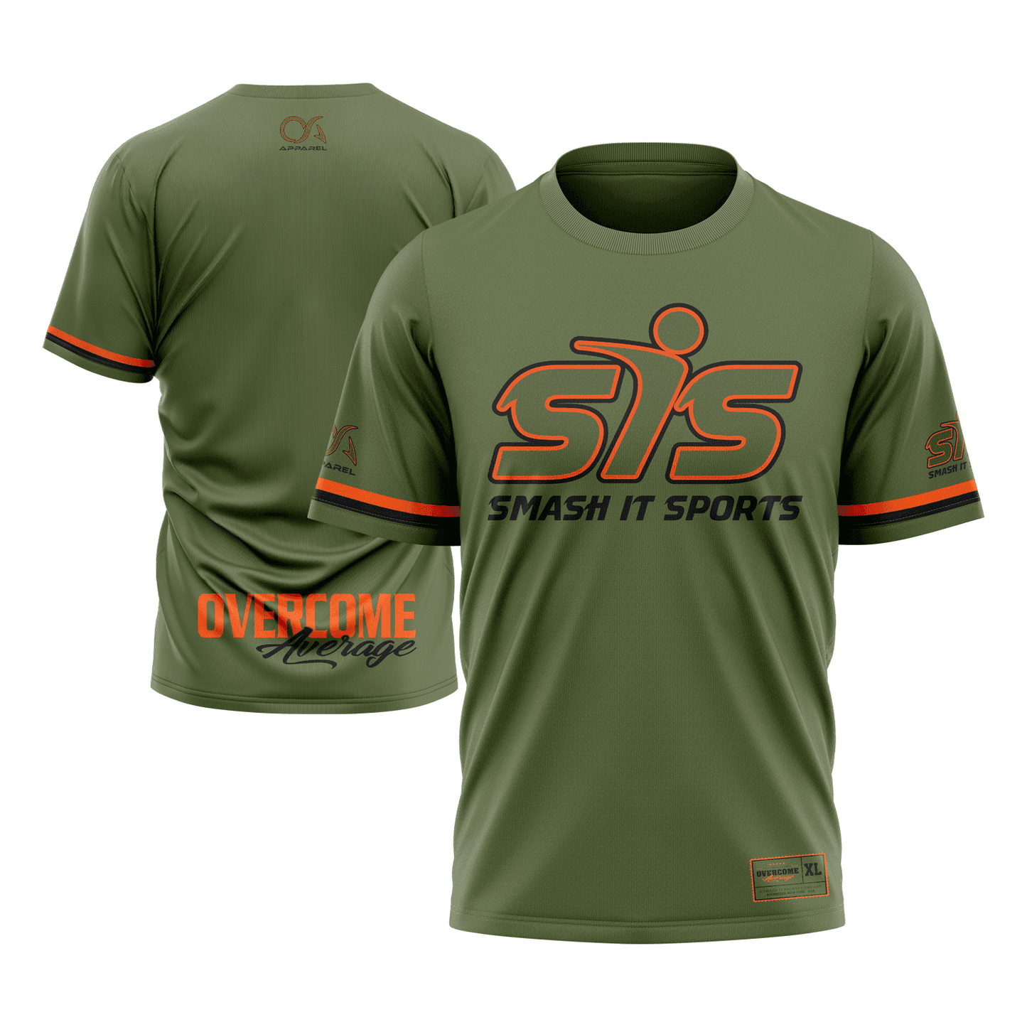 Smash It Sports Short Sleeve Shirt - The League (Army Green/Orange) - Smash It Sports