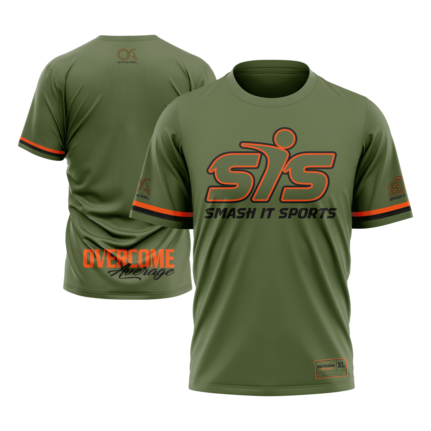 Smash It Sports Short Sleeve Shirt - The League (Army Green/Orange) - Smash It Sports