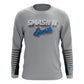 Smash It Sports Long Sleeve Shirt (Charcoal/Blue Gradient Lines)