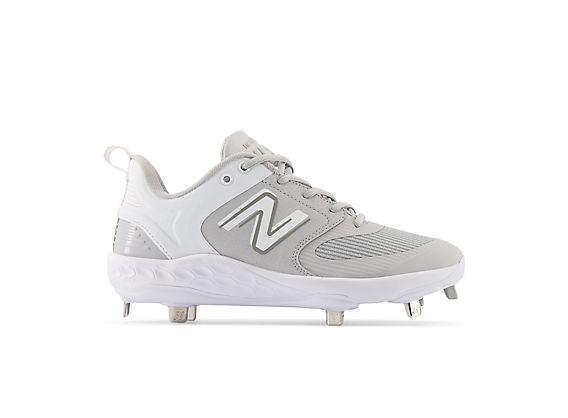 New Balance Women's VELO v3 Metal Fastpitch Softball Cleats - Grey with White - SMVELOG3 - Smash It Sports