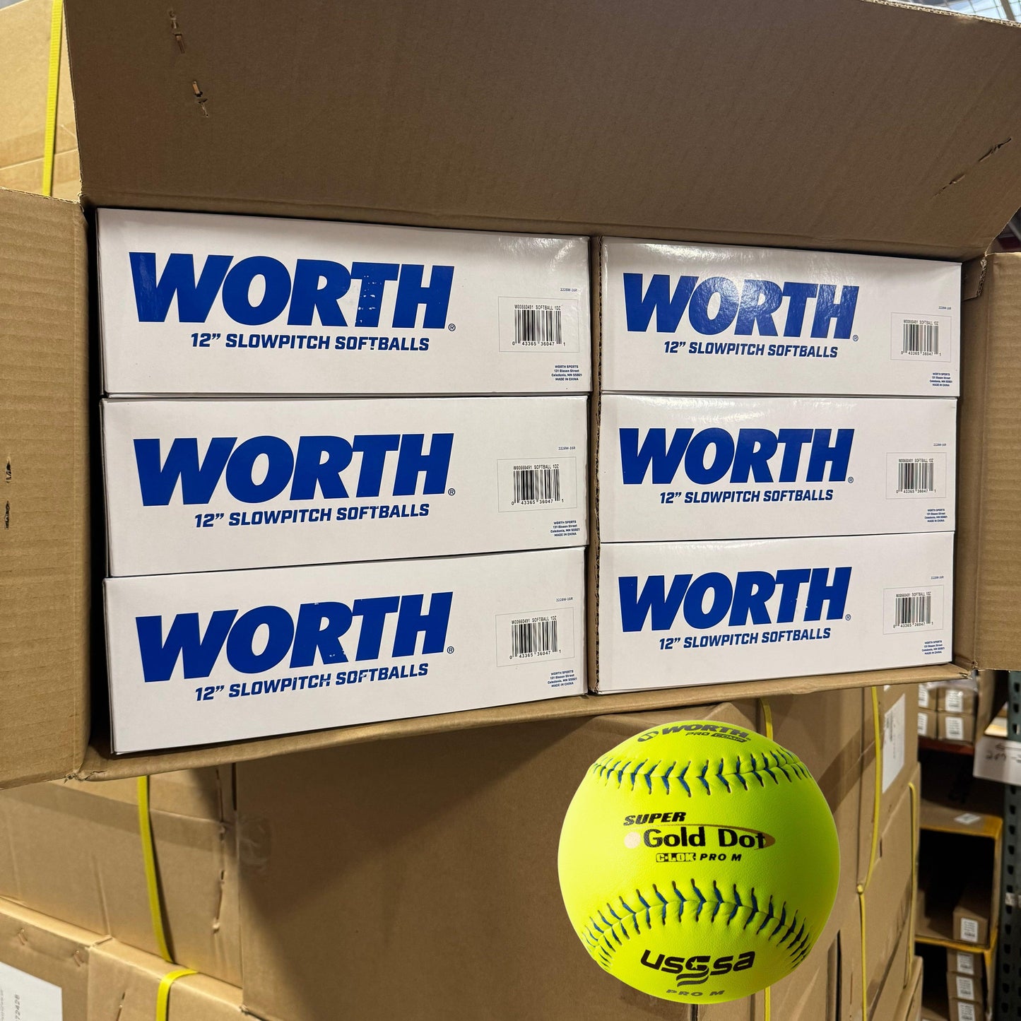 SPECIAL - 6 DOZEN - Worth PRO M 44/375 USSSA 12" Slowpitch Softballs - UM12CY – Product View | Smash It Sports | composite, u