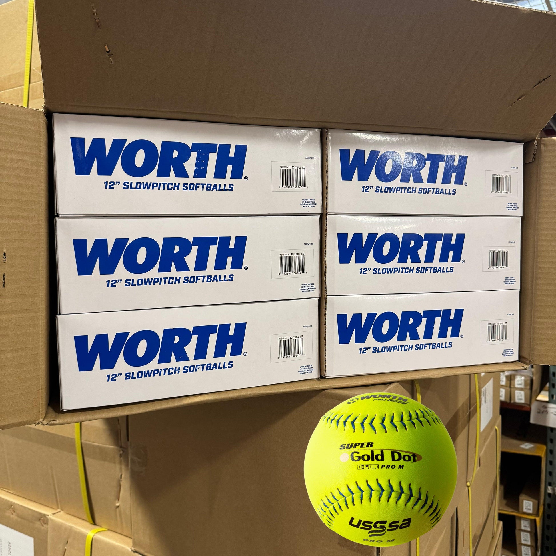 SPECIAL - 6 DOZEN - Worth PRO M 44/375 USSSA 12" Slowpitch Softballs - UM12CY – Product View | Smash It Sports | composite, u